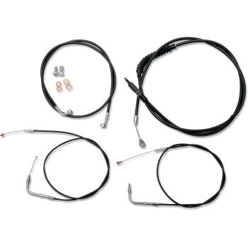 La Choppers Handlebar Cable/Brake Line Kit - 12" - 14" Ape Hanger Handlebars - Black Vinyl - Fat Bob Fxdf