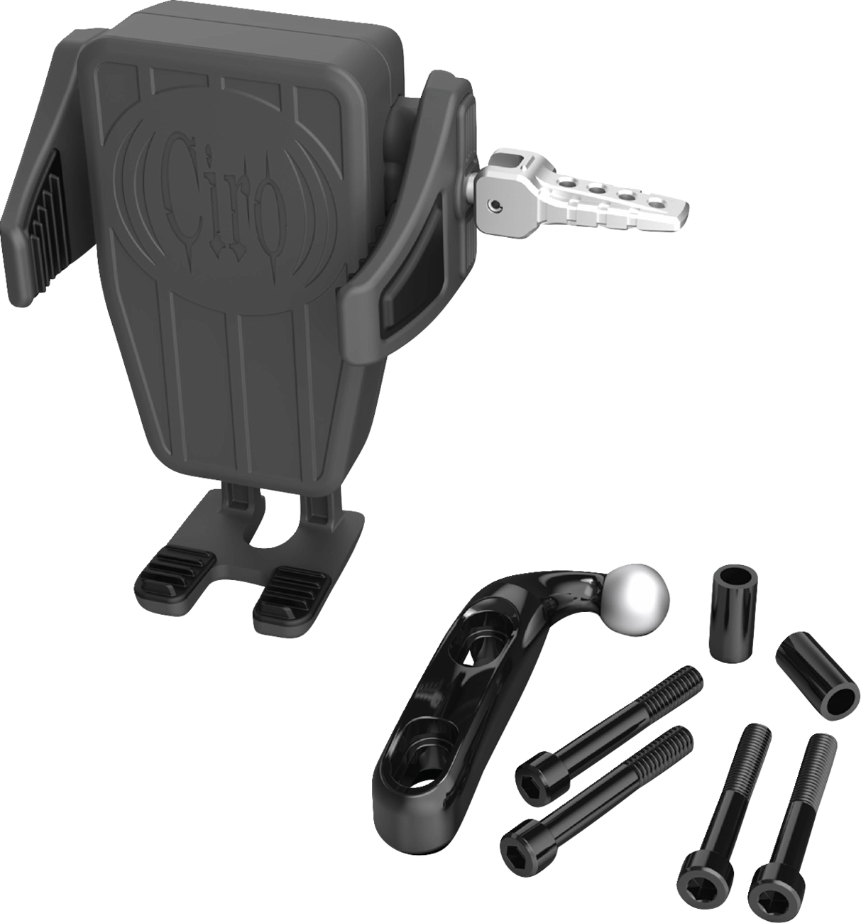 Ciro Phone Holder - Cybercharger® - Gen 2 - Black - Chrome Offset Perch Mount |