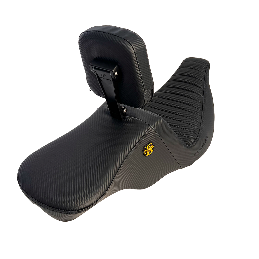 Saddlemen "Highwaymen" Tour Step-Up™ Seat W/ Rider Backrest Tuck & Roll 2008-2023 Flhr, Flht, Flhx & Fltr (Touring Models) - Includes Trikes (09-13)