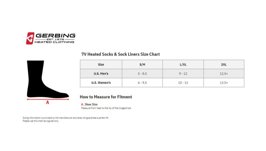 Gerbing Heated Clothing 7V Battery Heated Sock Liner |
