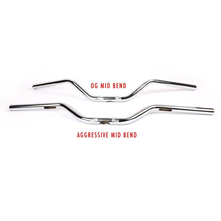 Thrashin Supply Bagger Handlebars & Risers Aggressive Mid Bend Bar - Chrome