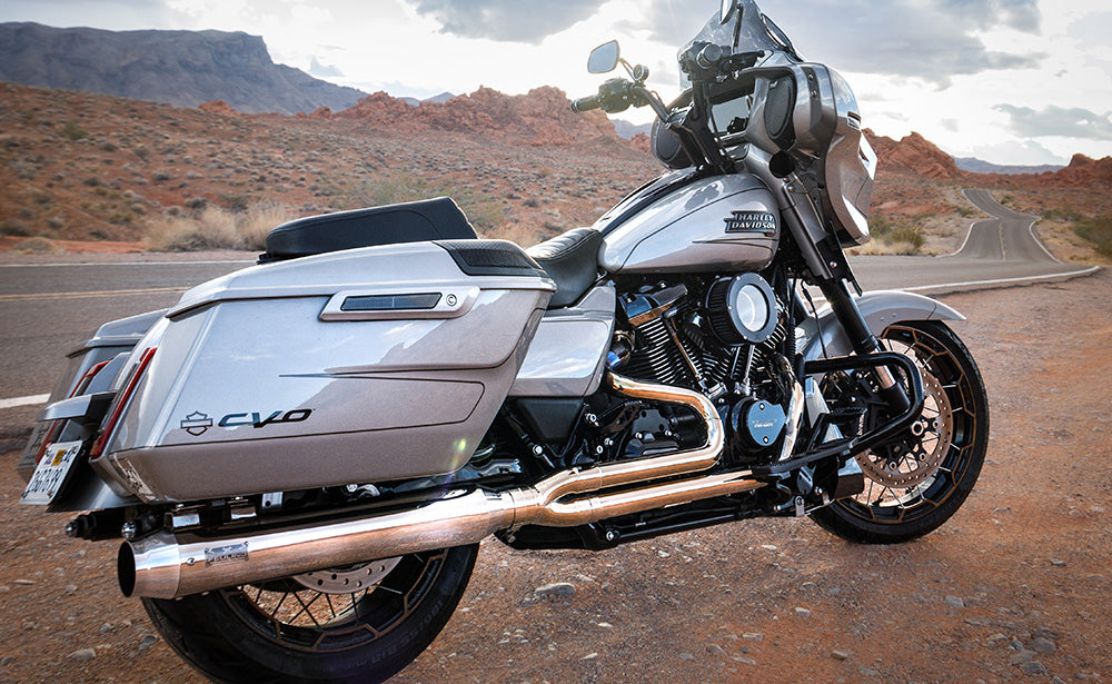 Feuling Parts Stainless, Straight Can, Show Polished, Short End Cap - Anti-Reversion M-Eight Bagger 2 Into 1 Exhaust