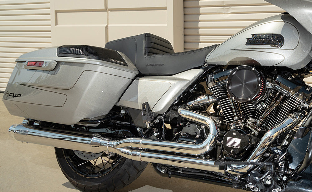 Feuling Parts Stainless, Straight Can, Show Polished, Short End Cap - Anti-Reversion M-Eight Bagger 2 Into 1 Exhaust