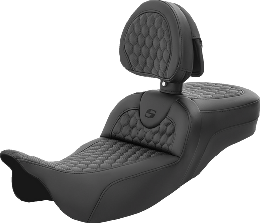 Saddlemen Roadsofa™ Seat - Honeycomb - With Backrest - Extended Reach - Fl '08-'23