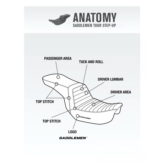 Saddlemen 2008-2022 Flhr, Flht, Flhx & Fltr Tour Step-Up™ Driver Ls Seat
