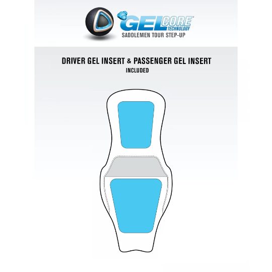 Saddlemen 2008-2023 Flhr, Flht, Flhx & Fltr (Touring Models) - Includes Trikes (09-13) Tour Step-Up™ Seat W/ Rider Backrest Tuck & Roll