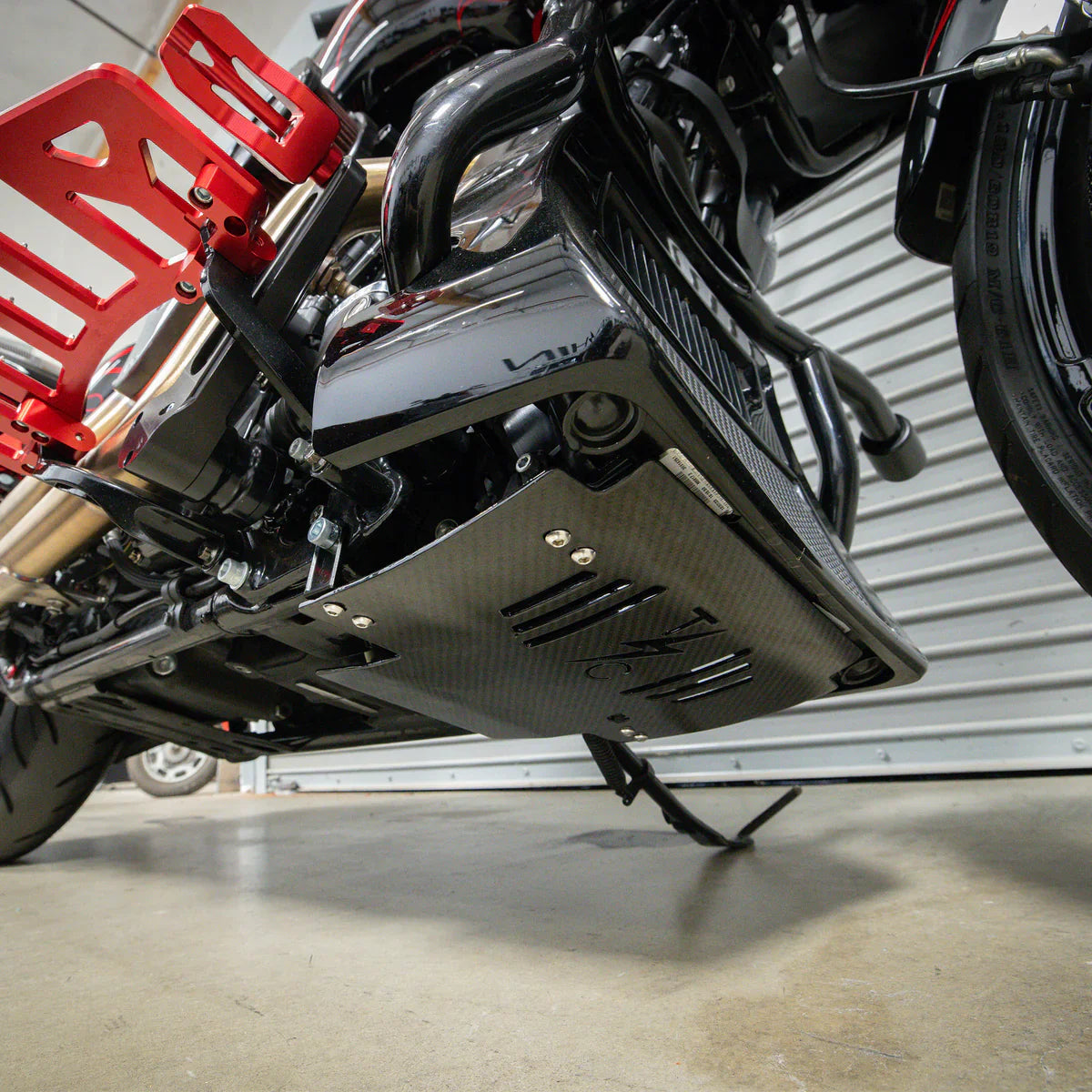 2024+ Touring Skid Plate - Real Woven Carbon - ALL Color Brackets