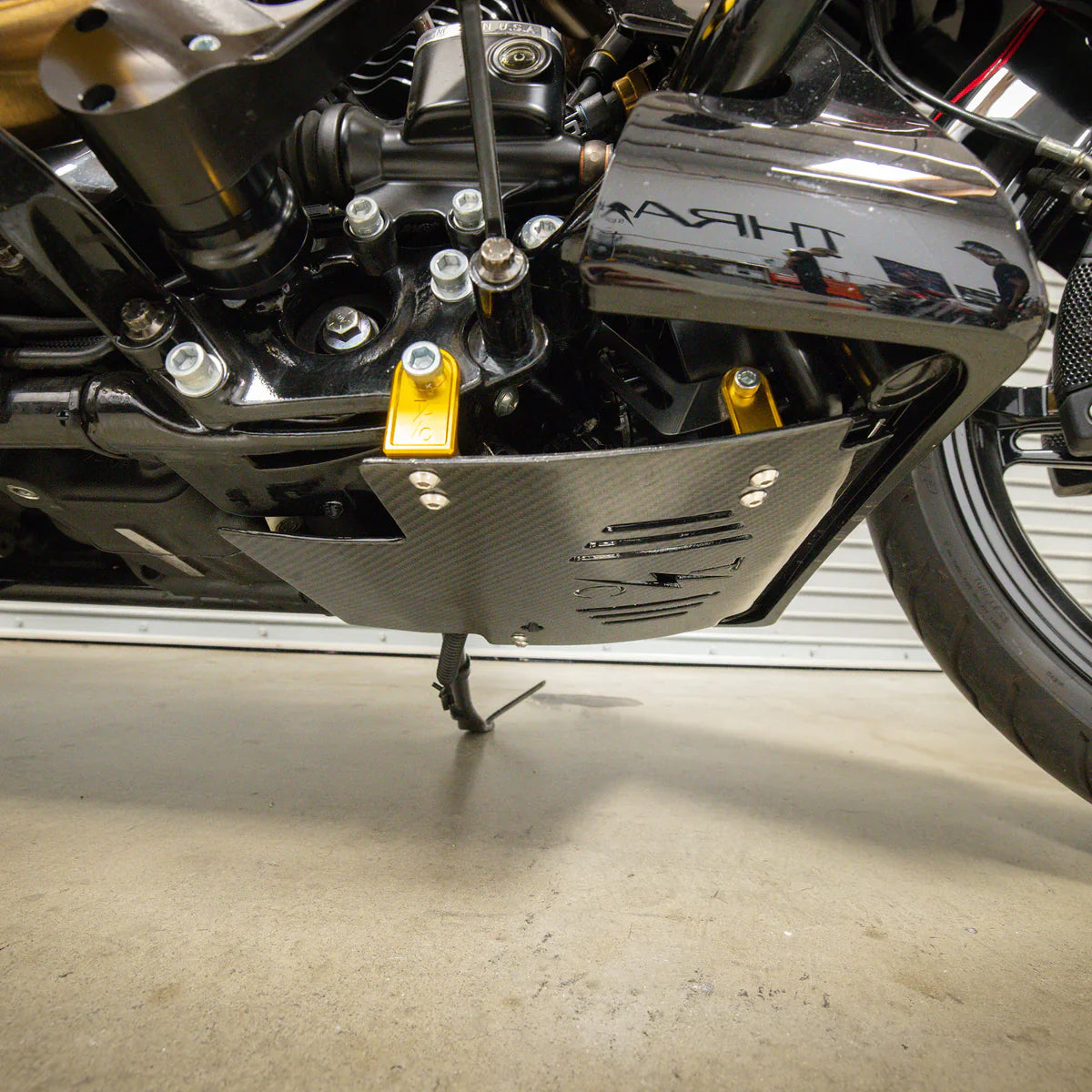 2024+ Touring Skid Plate - Real Woven Carbon - ALL Color Brackets