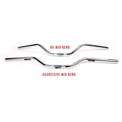 Thrashin Supply Bagger Handlebars & Risers Aggressive Mid Bend Bar - Chrome